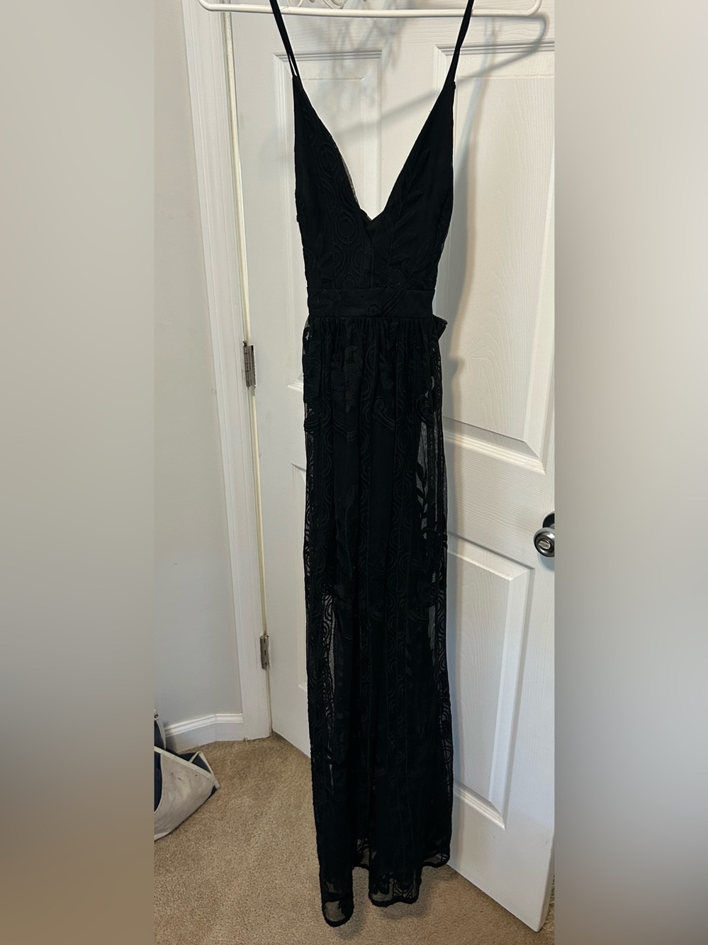 Magnolia Black Lace Maxi with Deep V-Neck